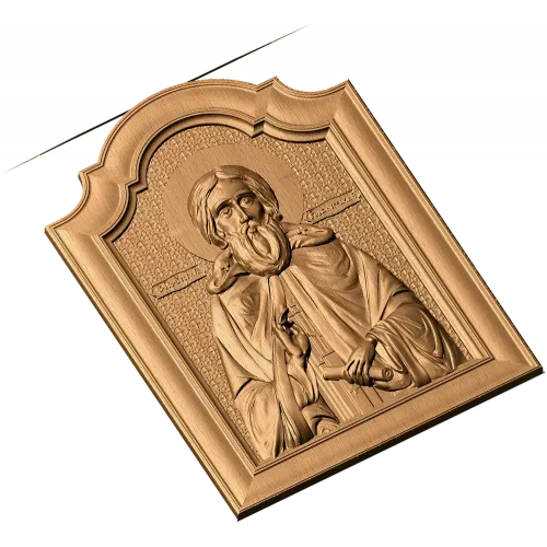 Икона Сергия Радонежского - резной деревянный декор из массива