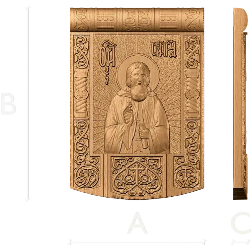 Резная икона-панель «Сергий Радонежский» - деревянный декор на заказ