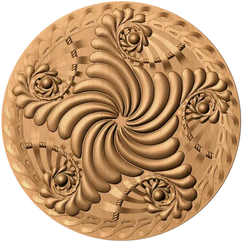Резная розетка «Вихревой венчик» из массива дерева