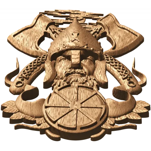 Славянский воин с секирами - резной деревянный декор