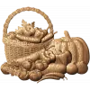 Корзина с овощами - резное панно из дуба, бука или ясеня