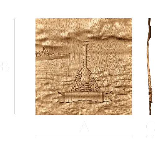 Морской монумент "В море" - резное панно из дерева