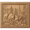 Панно «Волки в лесу» - резной деревянный декор в рамке