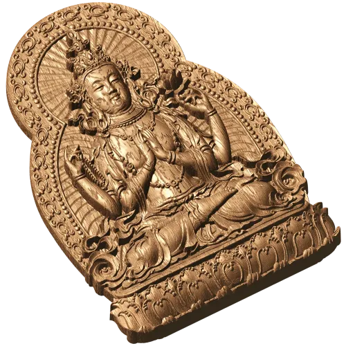 Резной деревянный панно «Гуаньинь» - рельеф из дуба, бука или ясеня