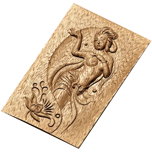 Резное панно «Девушка в овале» - деревянный декор из массива