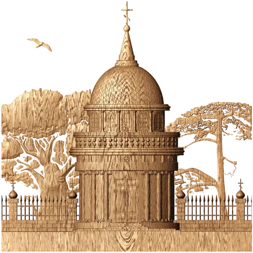 Панно «Костёл» - резной деревянный декор из массива