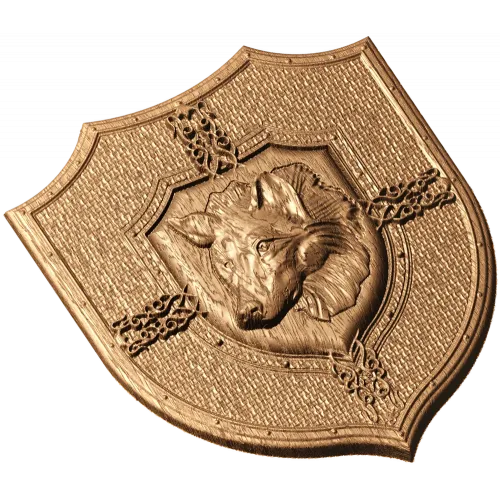 Резной герб-щит с головой лисицы - деревянный декор на стену