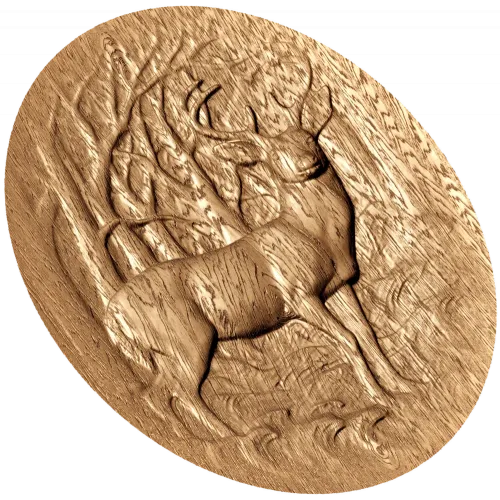 Овальный рельеф «Олень в лесу» - резной деревянный декор