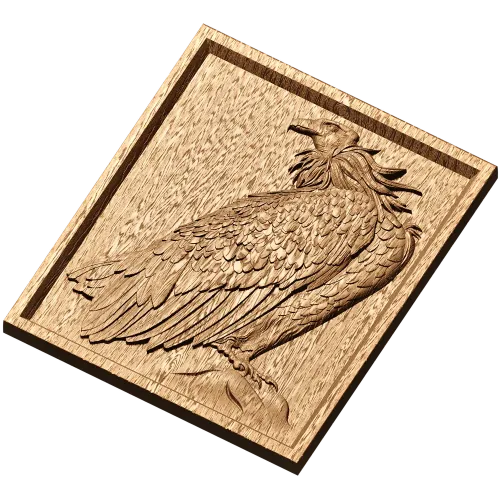 Резная панель «Орёл на утесе» - рельеф из массива дуба, бука или ясеня