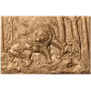 Панно «Охота на медведя» - резной деревянный декор из массива