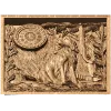 Охотничьи часы - резное панно из дерева с барельефом пса и ружья