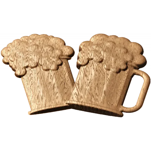 Резной деревянный декор «Пивные кружки» - накладка из массива