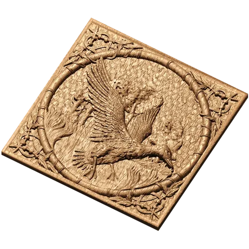 Резное панно «Селезень» - резной деревянный декор