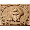 Панно «Собачка в рамке» - резной деревянный декор из дуба, бука, ясеня