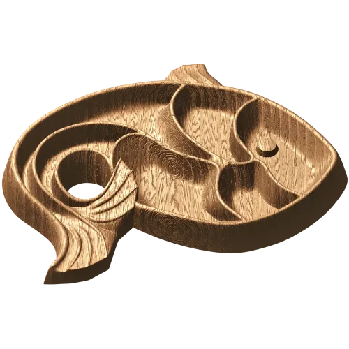 Резная тарелка-панно «Рыбка» - деревянный декор на заказ