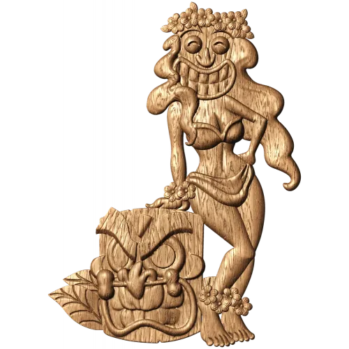 Гавайская Tiki - резное панно из массива дерева