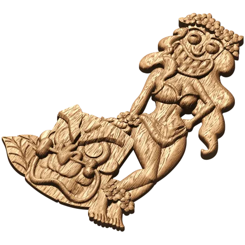 Гавайская Tiki - резное панно из массива дерева