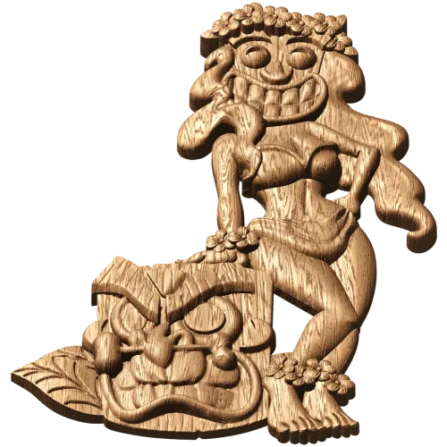 Гавайская Tiki - резное панно из массива дерева