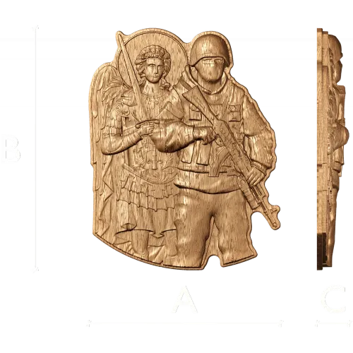 Ангел-Хранитель и Воин-Защитник - резное панно из массива