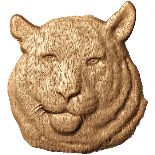 Резной барельеф «Голова тигра» - деревянный декор из массива