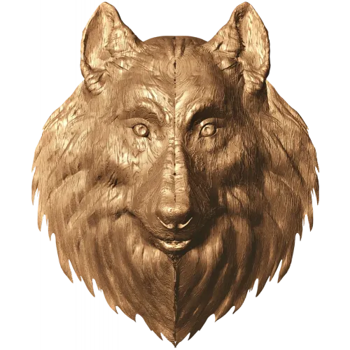 Рельефная голова собаки - резной деревянный декор для интерьера