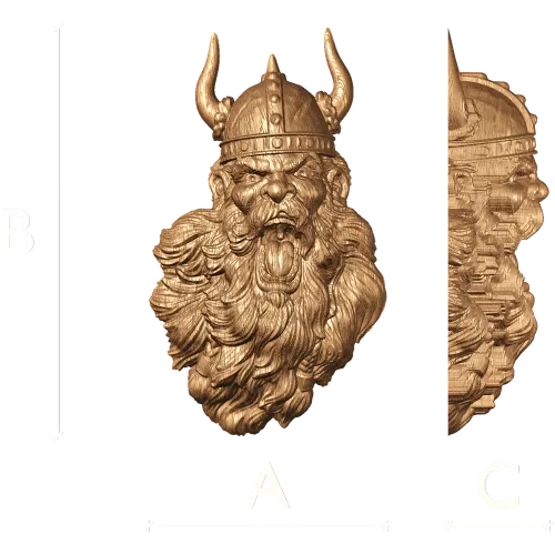 Кричащий Викинг - резное панно из дуба, бука или ясеня