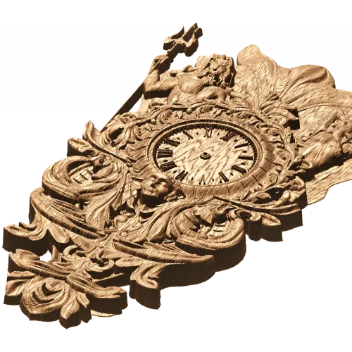 Резные настенные часы в барочном стиле с фигурной композицией