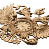 Резной герб-часы из дерева - настенный деревянный декор