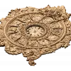 Зодиакальные резные часы из дерева - барочный медальон