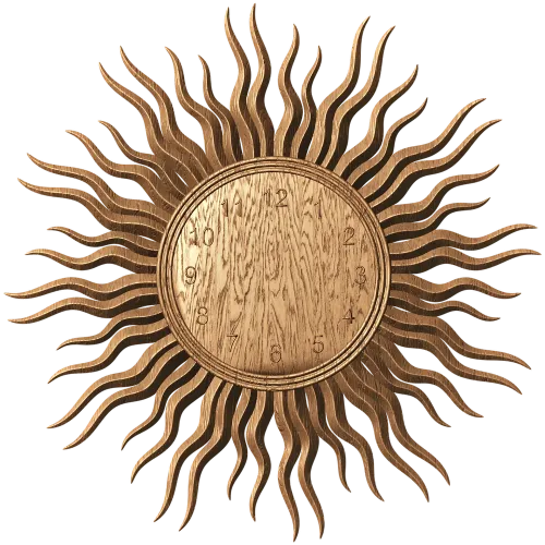Резные настенные часы «Солнце» из массива дуба, бука или ясеня