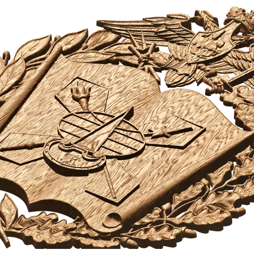 Герб Военная академия МТО - резной деревянный герб