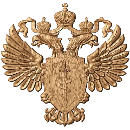 Герб ФСКН - резной деревянный герб из дуба, бука или ясеня