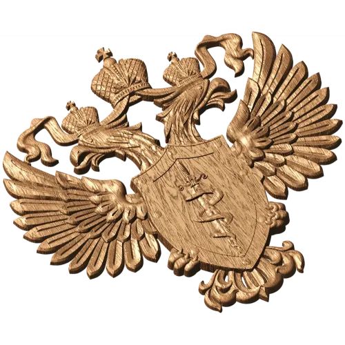 Герб ФСКН - резной деревянный герб из дуба, бука или ясеня