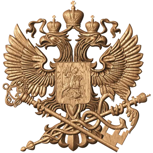 Герб налоговой службы - резной деревянный герб из дуба/бука/ясеня