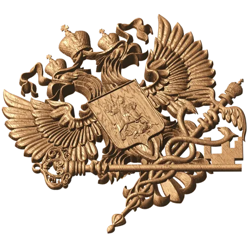 Герб налоговой службы - резной деревянный герб из дуба/бука/ясеня