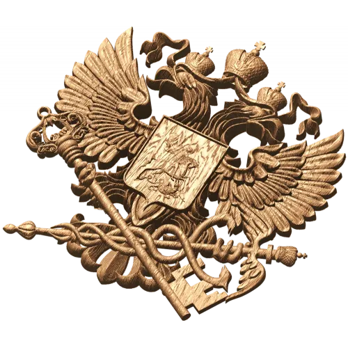 Герб налоговой службы - резной деревянный герб из дуба/бука/ясеня