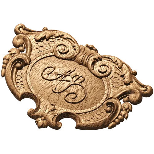 Резной картуш в стиле рококо - декоративный элемент из дерева