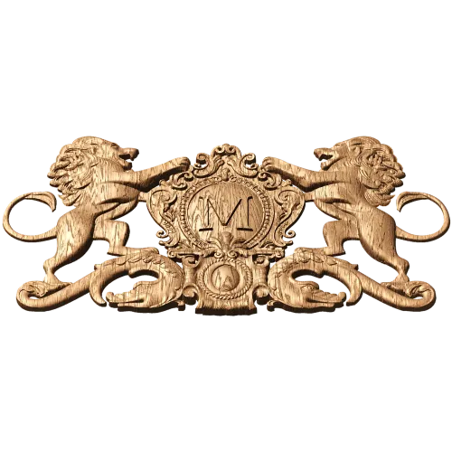 Картуш «Львиный герб» - резной деревянный декор