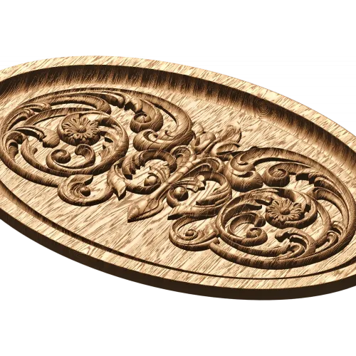 Овальная фасадная накладка - резной декор из дуба, бука, ясеня