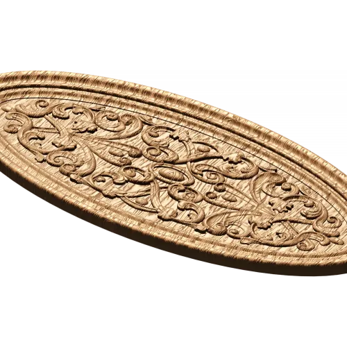 Овальный резной медальон с растительным орнаментом