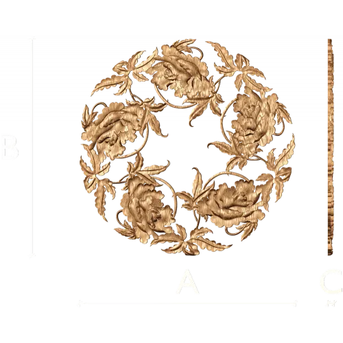 Резная розетка «Цветочный венец» - деревянный венок с цветами