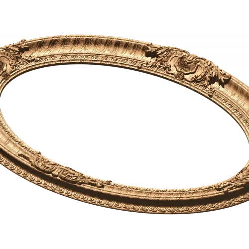 Овальная резная рамка из массива - картуши и растительный орнамент