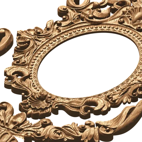 Резная овальная рамка «Королевский картуш» - деревянный декор из массива