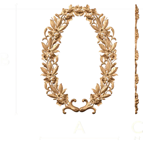 Овальная флористическая резная рама из дерева