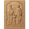 Икона святых Рафаила, Николая и Ирины - резной деревянный барельеф