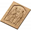Икона святых Рафаила, Николая и Ирины - резной деревянный барельеф