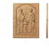 Икона святых Рафаила, Николая и Ирины - резной деревянный барельеф