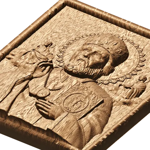 Резная деревянная икона Святой Николай Чудотворец