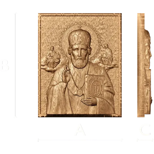 Резная деревянная икона Святой Николай Чудотворец