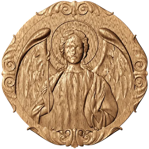 Архангел Иеремиил - резной деревянный медальон